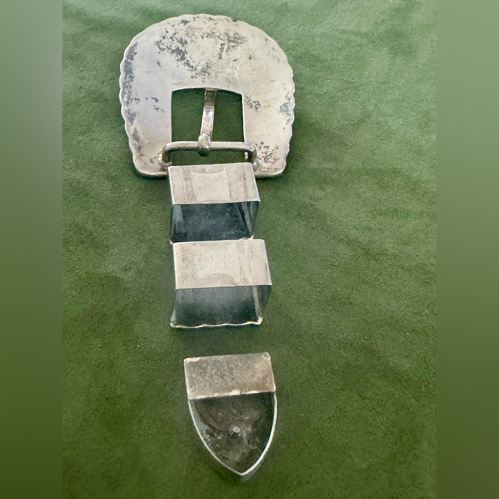 Vintage Native American Ranger four piece belt buckle set. Sterling silver. 3/4” - Picture 10 of 13